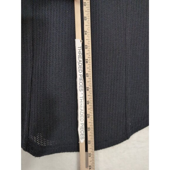 Free People Top Womens XS Black Long Sleeve V-Neck Henley Textured Collar Casual - Picture 8 of 9